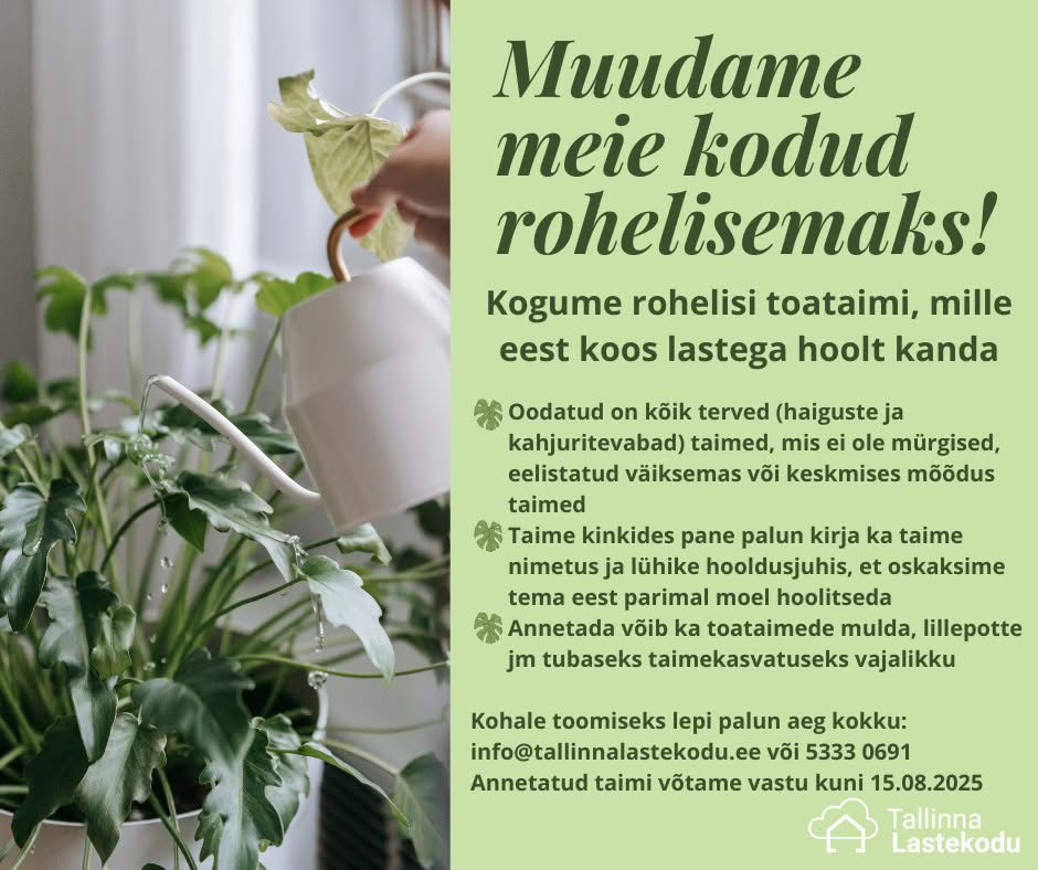 Tallinna Lastekodu toataimede ülekutse